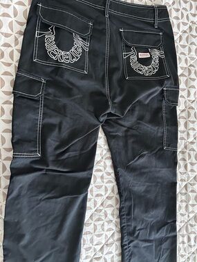 True Religion Black Pants with White Contrast Stitching